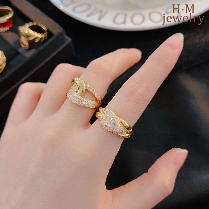 Perhiasan Vintage Cincin Kaca Micro-Hias Berlian Penuh Gelang