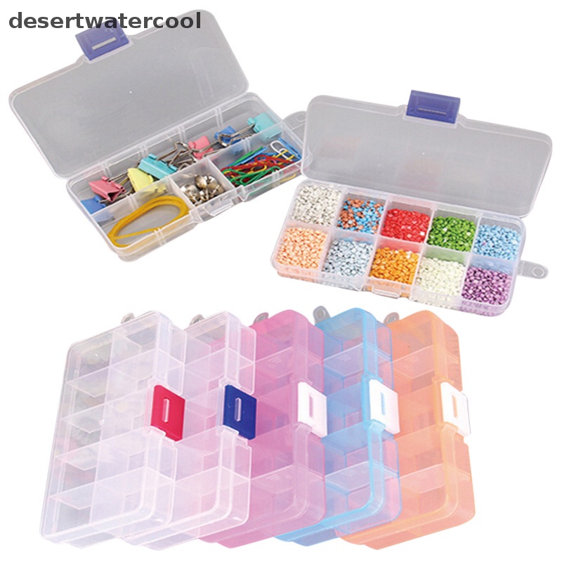 Deid Plastik 10slot Adjustable Kotak Penyimpanan Perhiasan Case Craft Organizer Beads Martijn