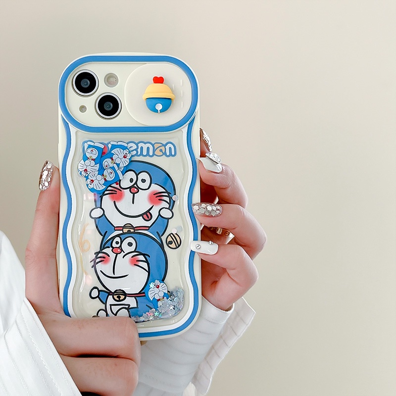 Casing Soft Handphone Doraemon A Dream Cocok Untuk IPhone 14 13 12 11 Pro Max 14Plus Casing Pelindung Pasir Hisap Jendela Sliding Kartun