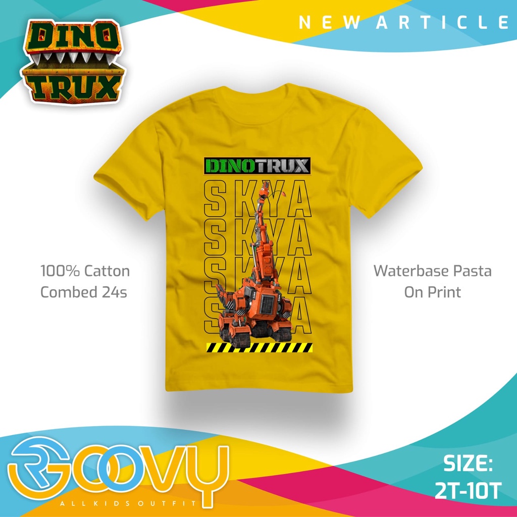 Kaos Lengan Pendek Anak Cowok Atasan Laki Laki Motif DinoTrux Usia 2 - 8 Tahun