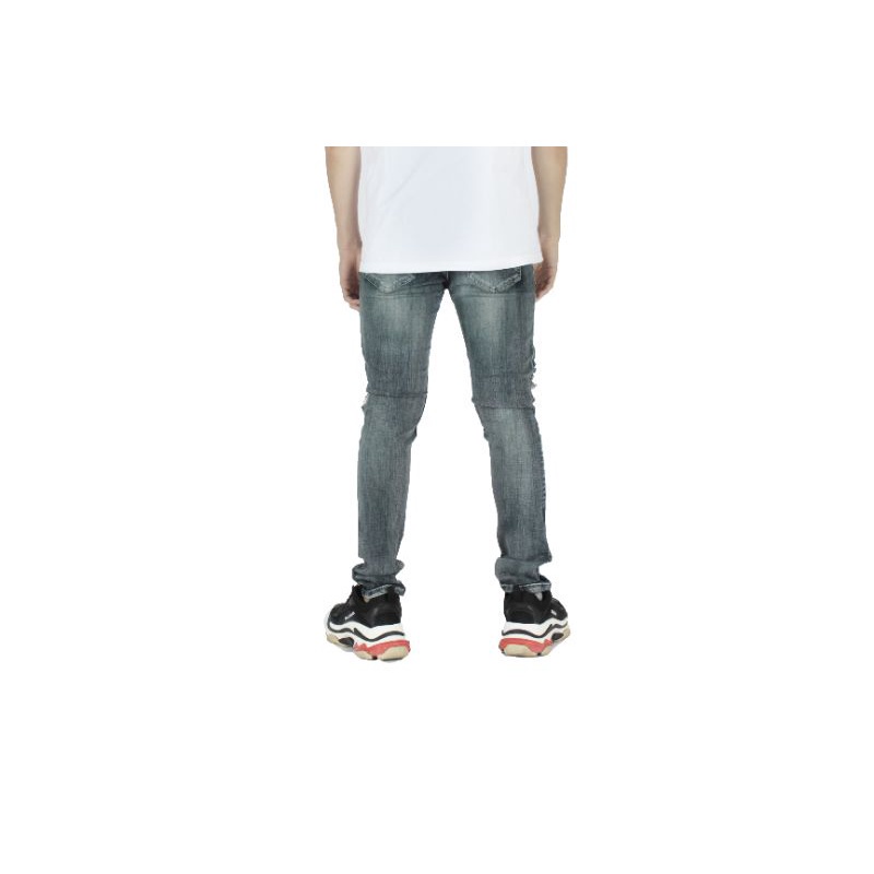 Weird Jeans - Zyn Blue - Celana Jeans Pria Skinny Slimfit Strech Ripped Tambal