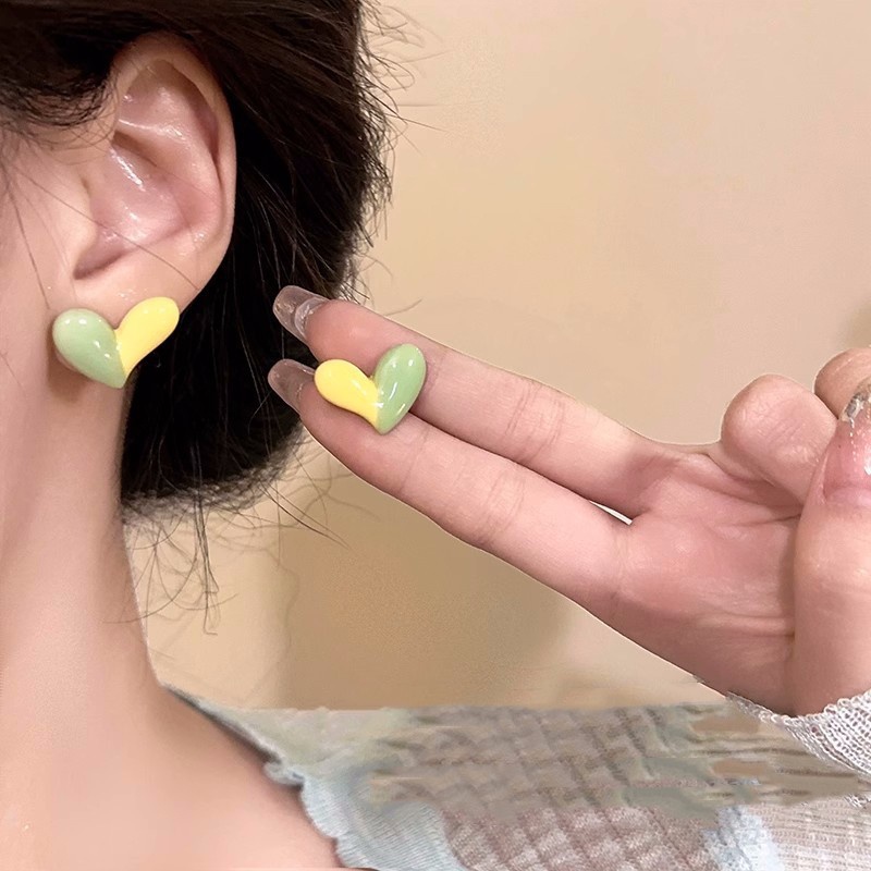 Populer Anting Tusuk Bentuk Geometri Hati Fashion Untuk Wanita