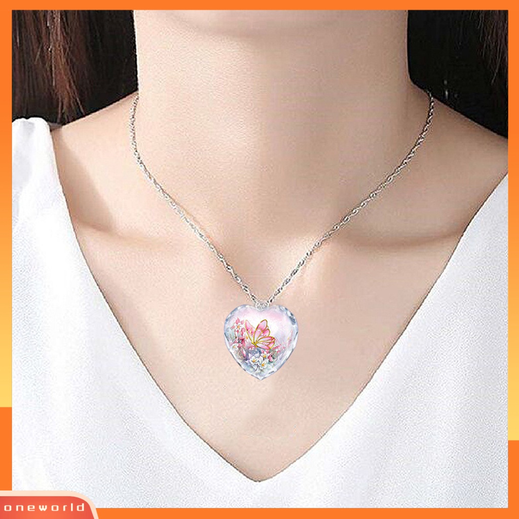 [ONE] Kalung Hati Elegan Trendy Alloy Indah Wanita Kalung Liontin Kupu-Kupu Untuk Pakaian Sehari-Hari