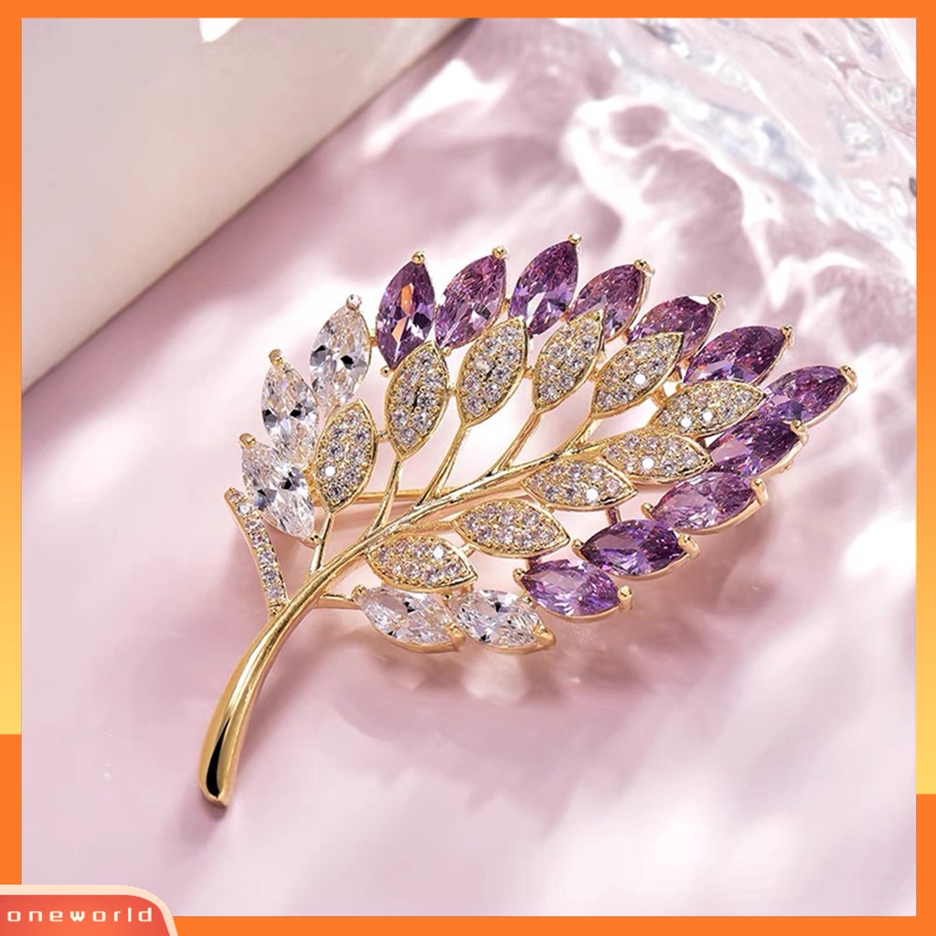 [ONE] Bros Grace Berlian Imitasi Elegan Berongga-out Daun Bros Pin Aksesoris Baju