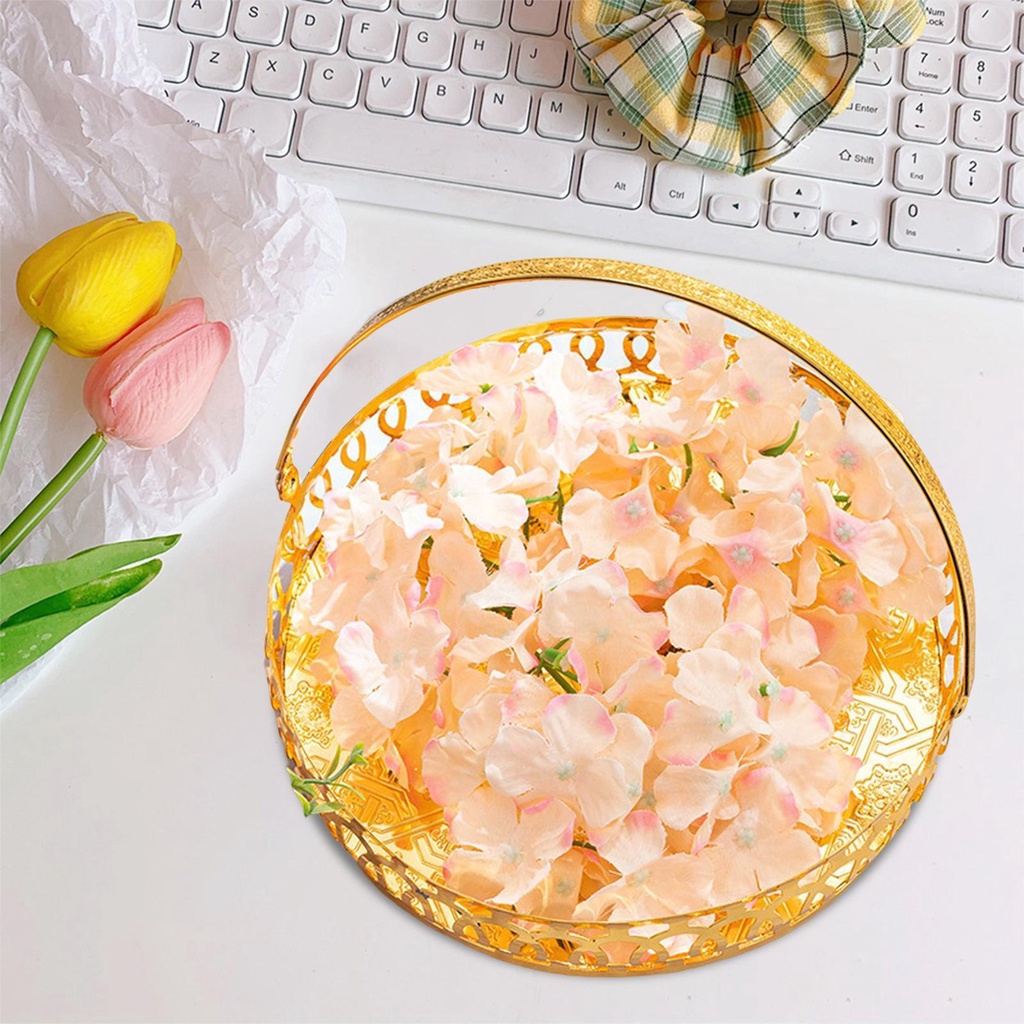 Creative Alloy Decorative Tray W/Handle Trinket Vanity Tray Nampan Piring