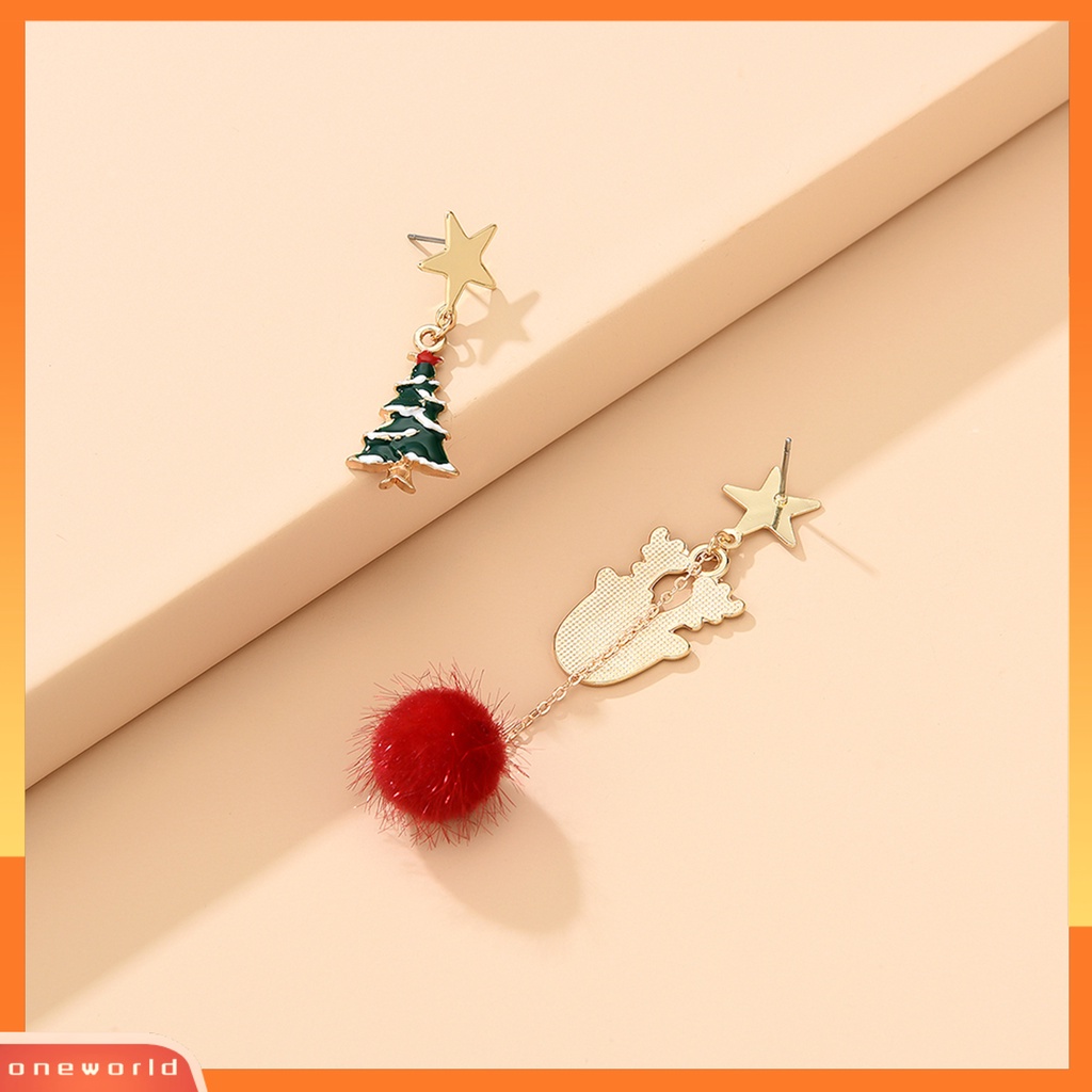 [ONE] 8 Pcs Anting Natal Indah Multi-Potongan Nyaman Dipakai Suasana Meriah Geometri Liontin Dekorasi Hypoallergenic Gadis Pohon Natal Snowflake Earrings Perhiasan