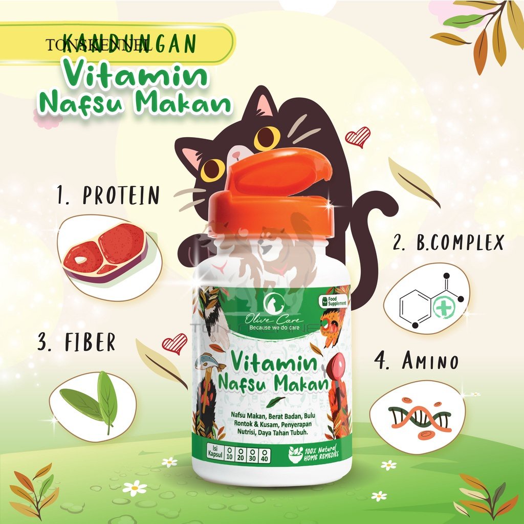 Olive Care Vitamin Kucing NAFSU MAKAN untuk Nafsu Makan, Gemukin Badan, Bulu Rontok, Daya Tahan Tubuh dan Konstipasi