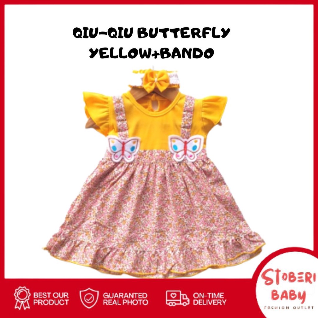 stoberi baby - QIU2 BUTTERFLY Baju Bayi Model Dress MURAH Baby Girl (0-6 bulan) Dress Anak Perempuan