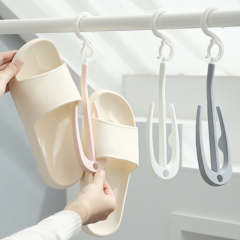 Multifungsi360° Rak Sandal Sepatu Berputar/Portable Double Hook Drying Shoes Hanger Storage Organizer