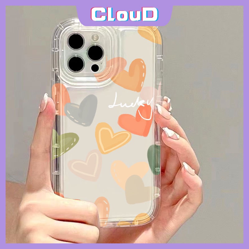 Lovely Love Heart Transparan Case Untuk Realme C55 C33 C35 C30 C25s C12 C15 C11 2020 5 9i 7i 6i 5i 5s C30S C1 C2 C25 C21Y C20 C25Y C17 C3 C11 2021lembut Bening Airbag Flowers Cover