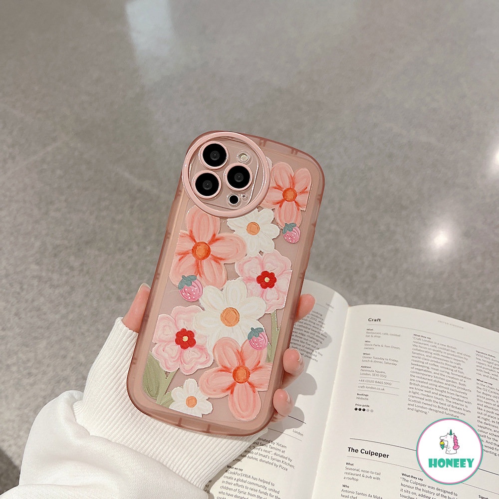 Casing Ponsel Untuk Apple14Kompatibel Untuk iPhone 11 Pro Max13 12 14 Pro Max XS XR 78 Plus Fashion Pink Floral Bening Cover Pelindung