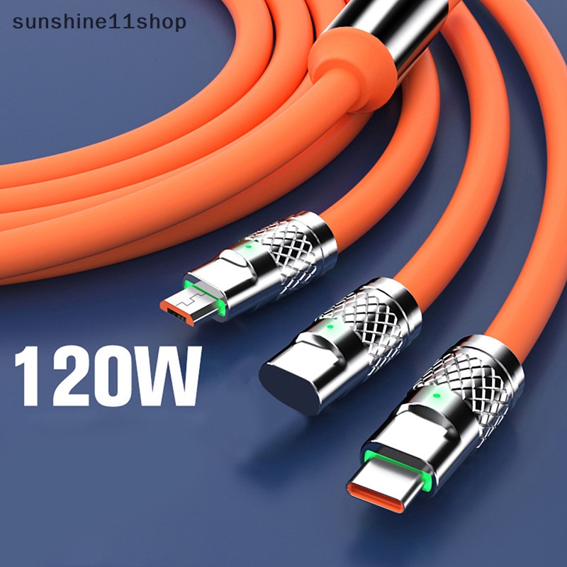 Sho Kabel USB 3in1 6A 120W Tipe C Untuk Lighg USB A Ke Type-C 8-pin Micro USB Cable N