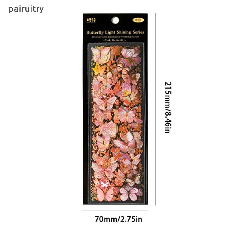 Prt 1Set Colorful Butterfly PET Stiker Hias Decals Sticker DIY Bahan Untuk Ponsel Laptop Botol Air Scrapbook PRT