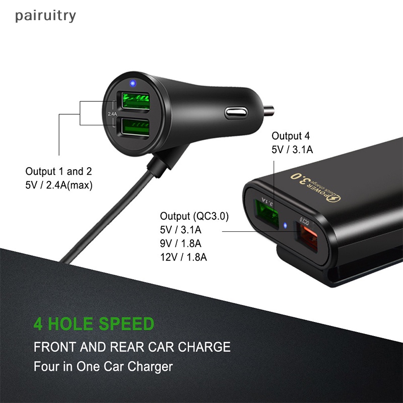 Prt Quick Charge QC 3.0 Car Charger Front/Back Jok Charging Car Chargers Adaptor PRT