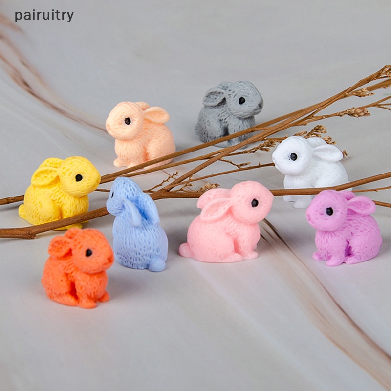 Prt 5pcs Kelinci Lucu Paskah Ornamen Miniatur Kerajinan Resin Mini Bunny Taman Ornamen Rumah Boneka Miniatur Rumah Kantor Desktop Decor PRT