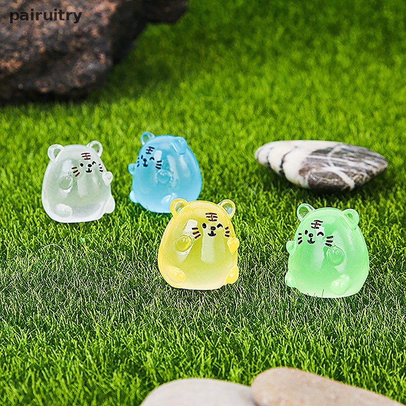 Prt 2pcs Luminous Tiger Micro Resin Landscape Figure Ornamen Menyala Dalam Gelap Miniatur Taman Micro Pesta Mobil Dekorasi Rumah Aksesoris PRT