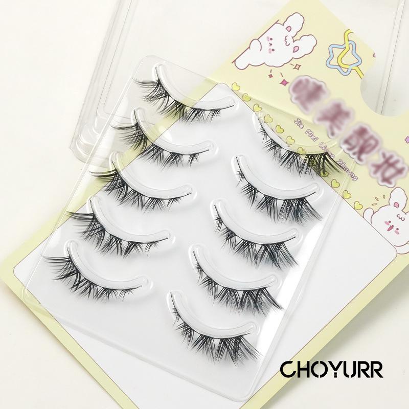 【COD】5 Pasang / Set Bulu Mata Palsu Korean Cat Eye Eyelashes Douyin Makeup Air False Eyelashes Comic Eye -CH