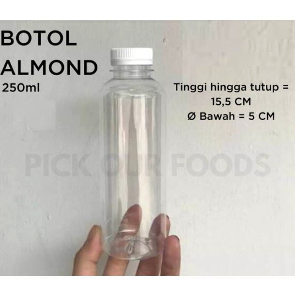 Botol Almond 250 ml / Botol Plastik PET 250ml / Botol Minuman Plastik / Botol Kekinian