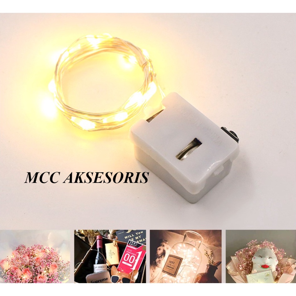 MCC Lampu Tumblr Kawat Mini 1 2 3 5 Meter Lampu Hias Dekorasi Gift Box Bucket Bunga Balon Fairy Light Led Murah Import