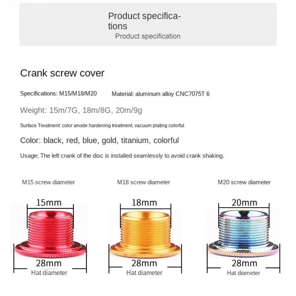 Lanfy Sepeda Engkol Lengan Memperbaiki Baut Warna-Warni Paduan Aluminium Penutup Debu Bottom Bracket Engkol Lengan Memperbaiki Baut Crankset Mur Bottom Bracket Bolt Chainring Baut Sepeda Engkol Penutup Sekrup