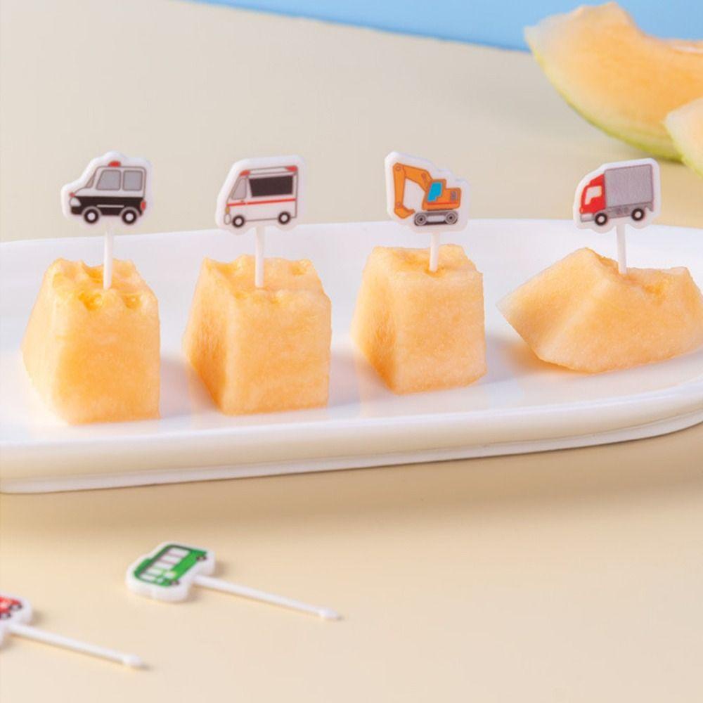 [Elegan] Fruit Stick Cute 6pcs /Set Mobil Dimsum Salad Koala Bear Kopi Teh Garpu