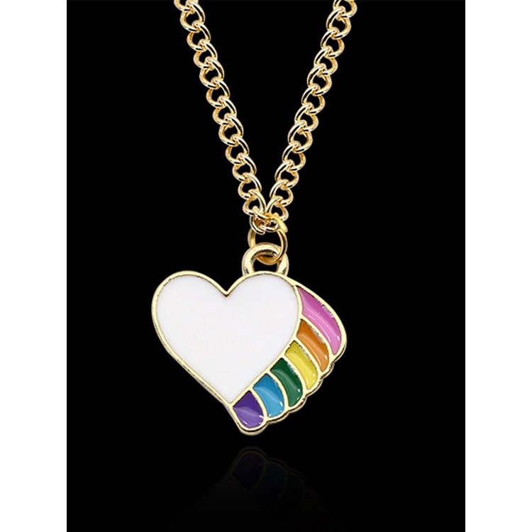 1 Pcs Fashion Alloy Kartun Warna-Warni Cinta Pot Pelangi Kalung Liontin Rantai Klavikula Liontin Kalung Choker Wanita Gadis Hadiah