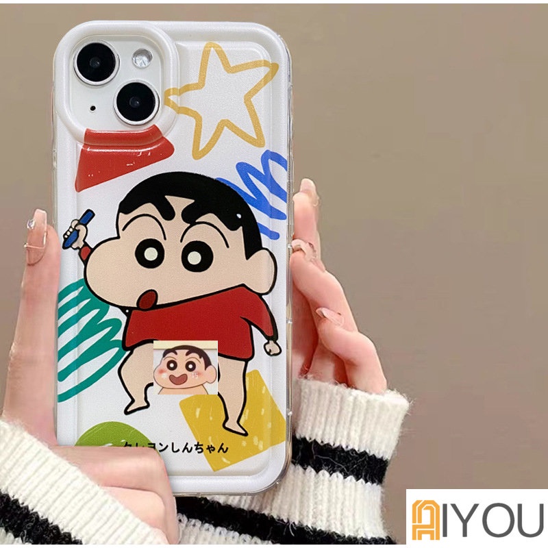 Iphone11 12 13 14 PRO MAX iPhone 14 iPhone 14 Pro Kartun Crayon Shin-chan Dengan Soft Case Popsocket