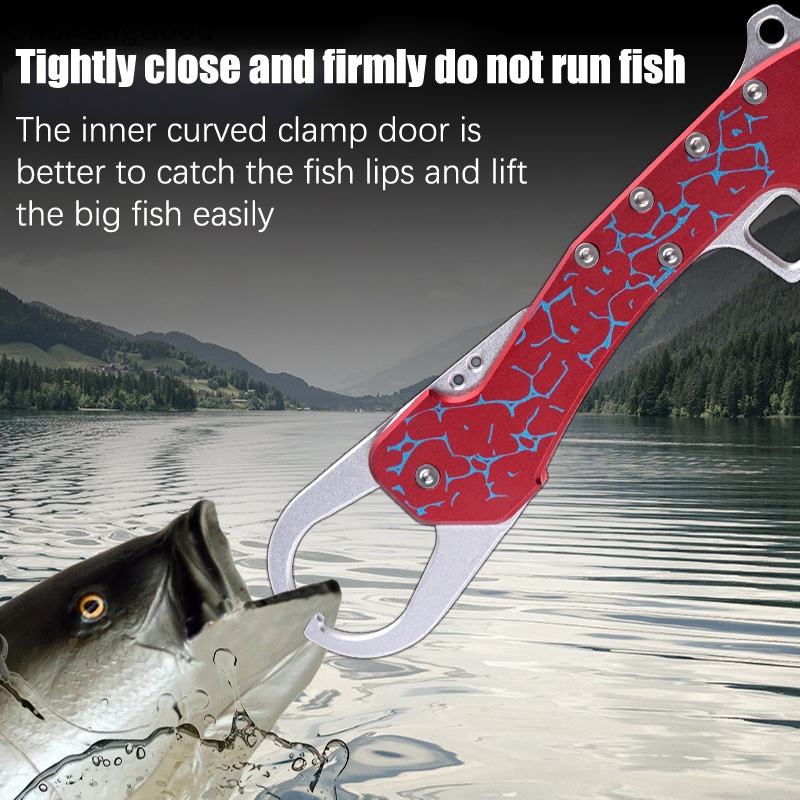 Selip Baru Collapsible Fishing Grip Aluminium Alloy Fish Lip Grip Fish Hook Controller Adjustable Dengan Cincin Sambung Alat Pancing SKK