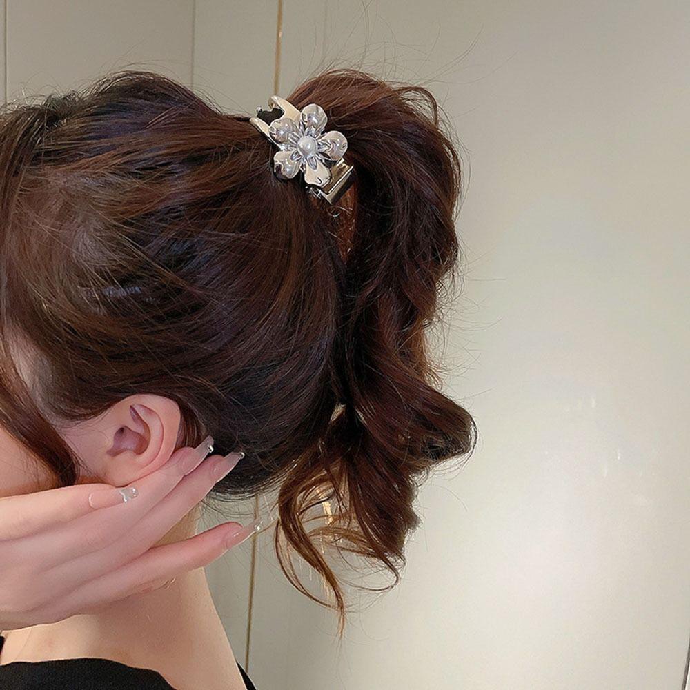Agustina Bunga Hair Claw Jepit Rambut Ikat Rambut Hiasan Kepala Elegan Crab Clip Hiasan Kepala Berlian Untuk Wanita Jepit Ponytail Holder