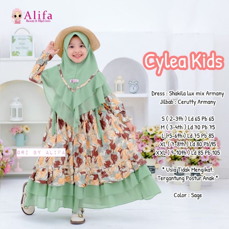 CYLEA SYARI KIDS ORI ALIFA KIDS | Dress+jilbab Anak