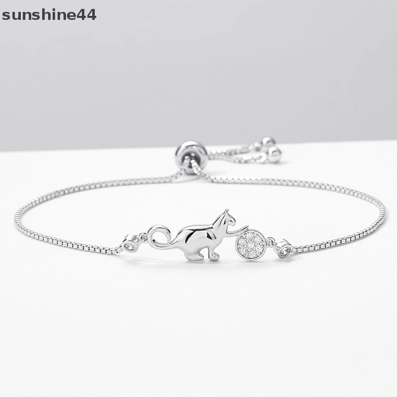 Sunshine Gelang Pesona Bola Kucing Kristal Cubic Zirconia Trendi Untuk Wanita Perhiasan Sederhana ID