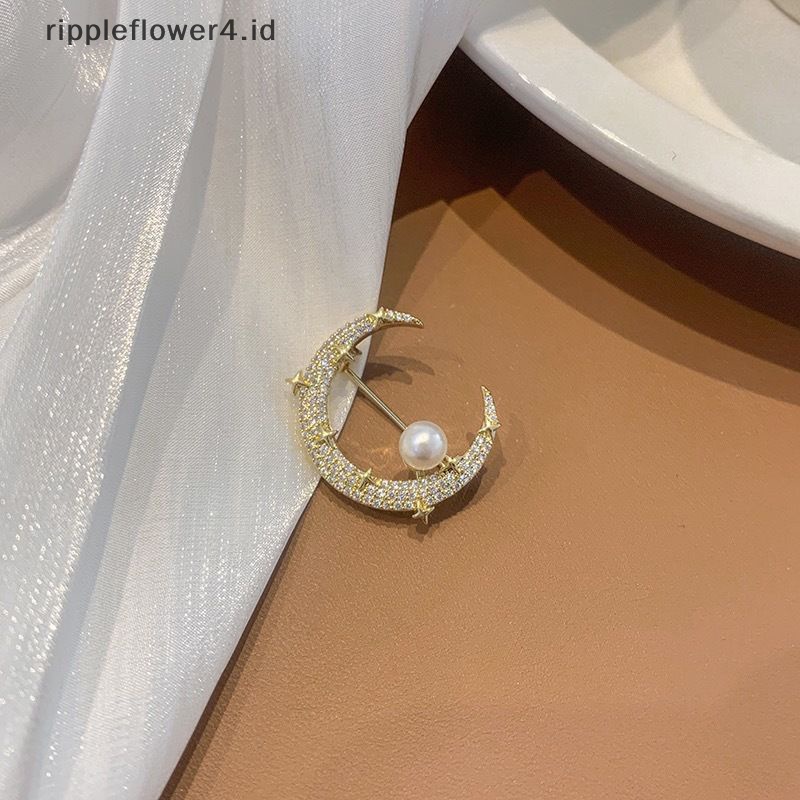 {rippleflower4.id} Bros Bulan Bintang Fashion Perhiasan Setelan Aksesoris Pin Bros Mutiara Untuk Fashion Kantor Pesta Bros Pin Garment Aksesori Pernikahan~