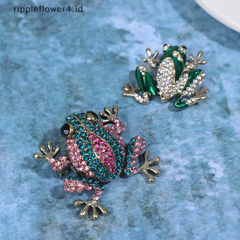 {rippleflower4.id} Berlian Imitasi Kodok Bros Lencana Pin Burung Hewan Pesta Setelan Santai Korsase Hadiah~