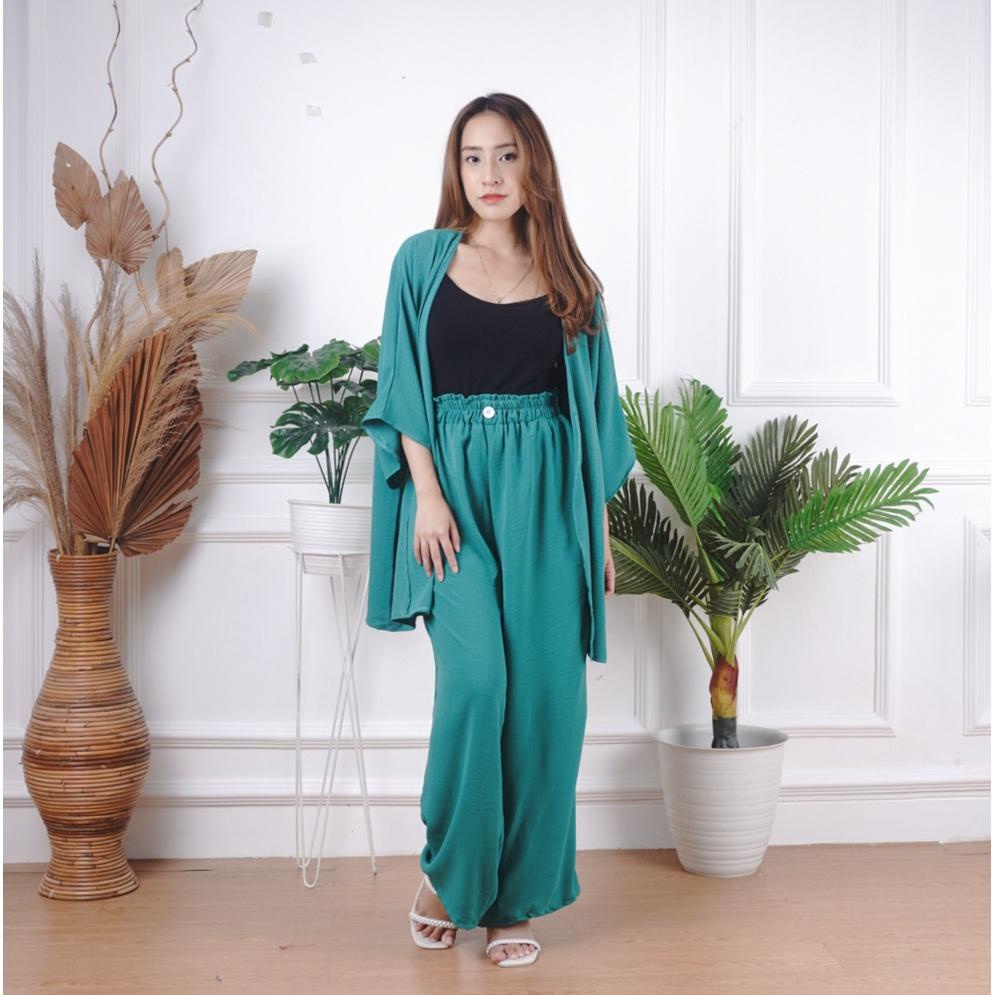 BEFAST - ZNF SETELAN KINA / ONE SET KIRA / Set Atasan Cardigan+Celana Kulot / Fashion kekinian Remaja ABG / Pakaian Casual Wanita / Oneset Polos Terlaris / Outfit Daily Wanita Remaja Hangout Trendy