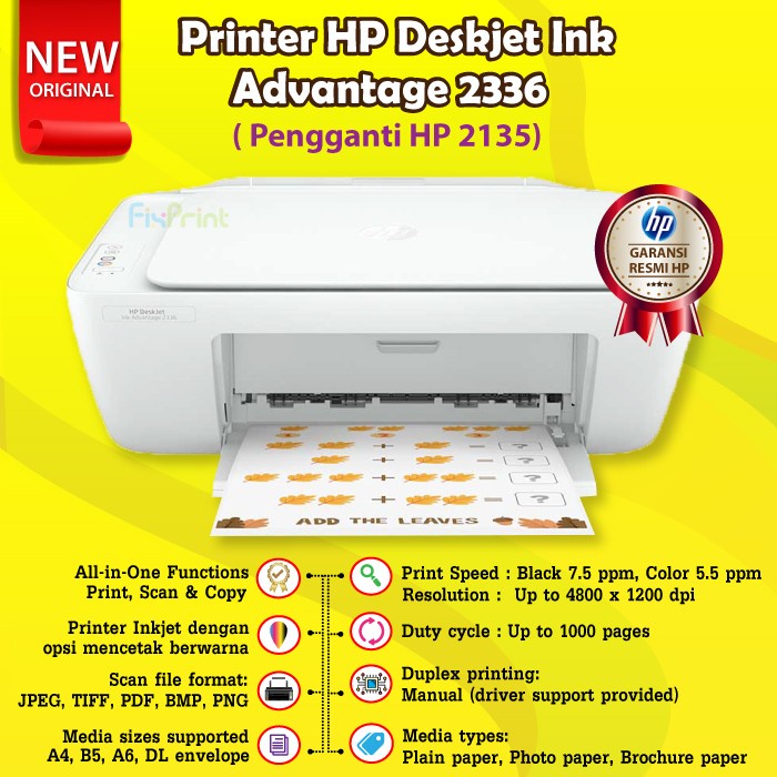 Printer HP 2335 2336 2337 Print, Scan, Copy Pengganti Printer 2135 New