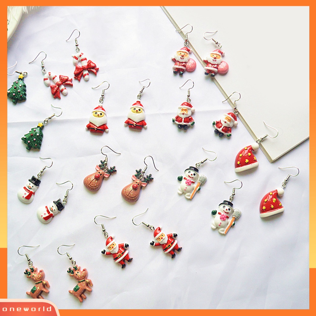 [WOD] 1pasang Anting Menjuntai Santa Claus Lucu Wanita Topi Kartun Liontin Anting Kait Untuk Natal