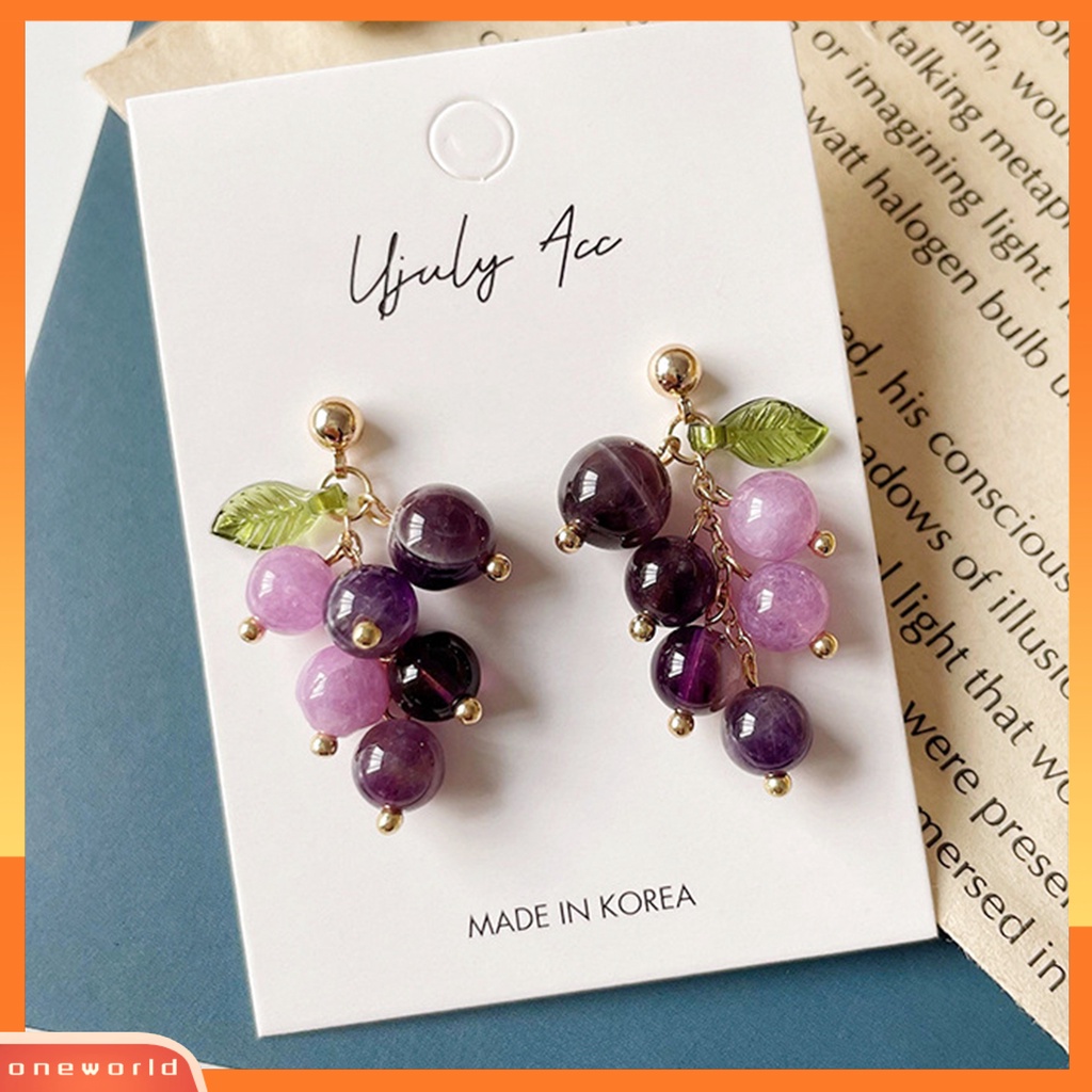 [WOD] 1pasang Hidup Menawan Menjuntai Anting Paduan Indah Buah Anggur Drop Stud Earrings Perhiasan Acessories