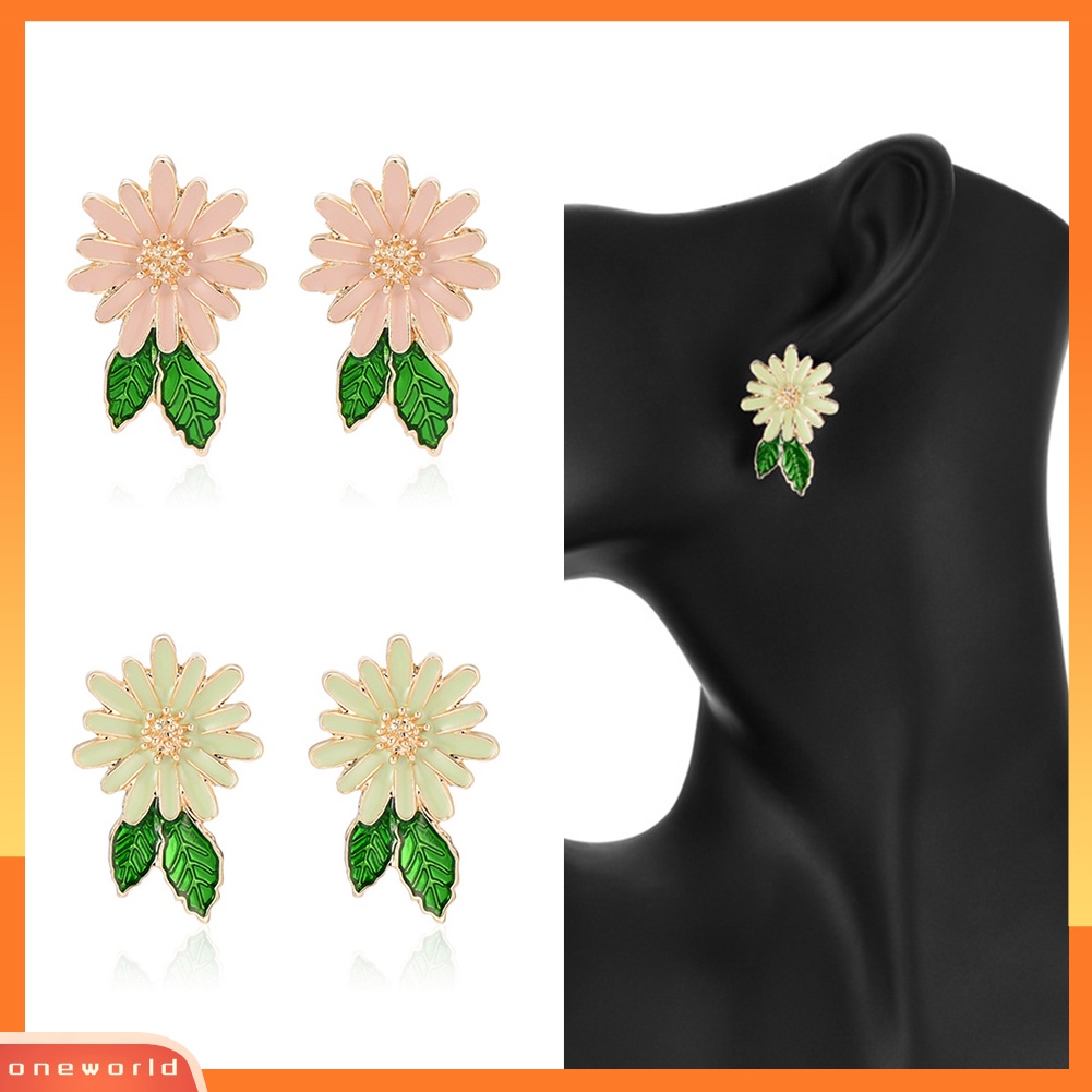 [WOD] Fashion Wanita Marguerite Bunga Enamel Alloy Stud Anting Tindik Perhiasan Hadiah