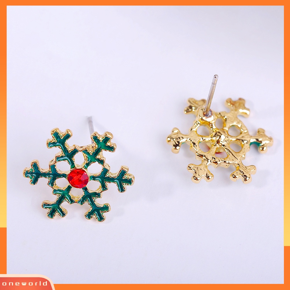 [WOD] Wanita Kreatif Natal Snowflake Candy Cane Stud Earrings Perhiasan Pesta Xmas