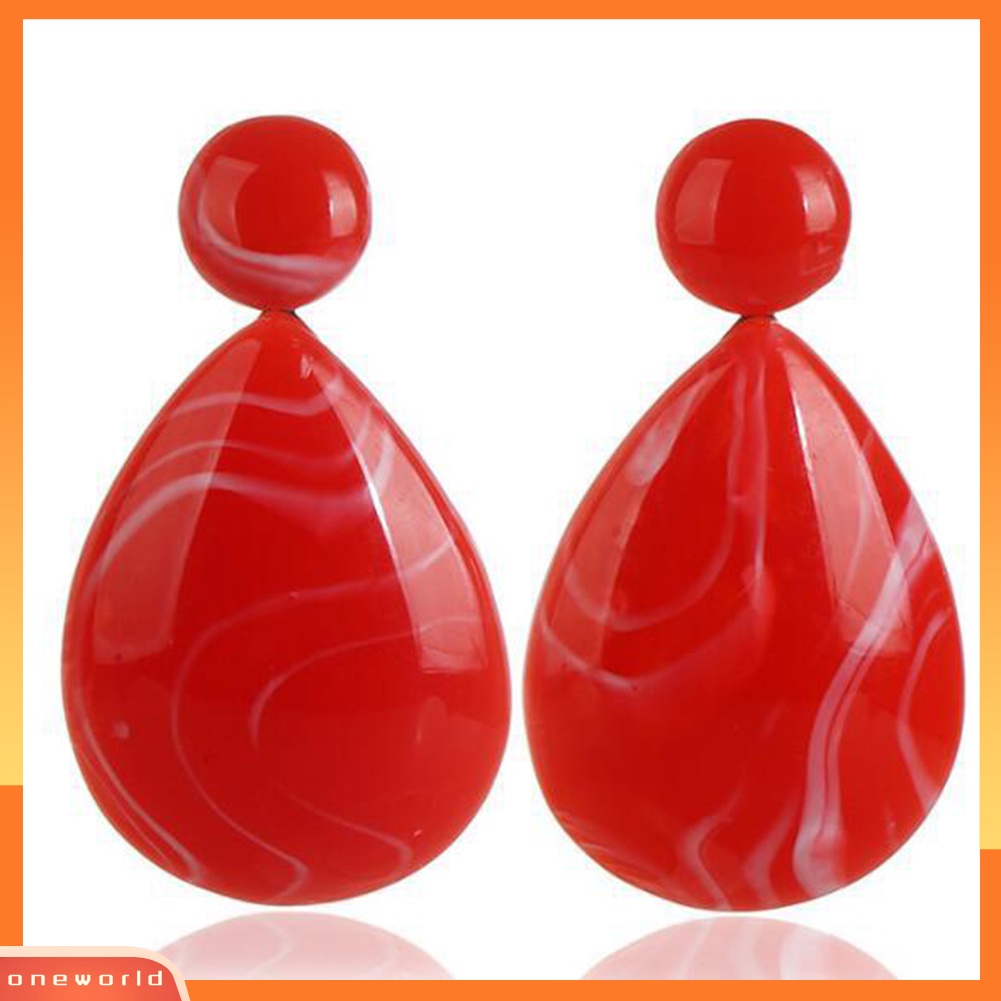 [WOD] Fashion Sederhana Wanita Resin Water Drop Statement Menjuntai Stud Earrings Perhiasan