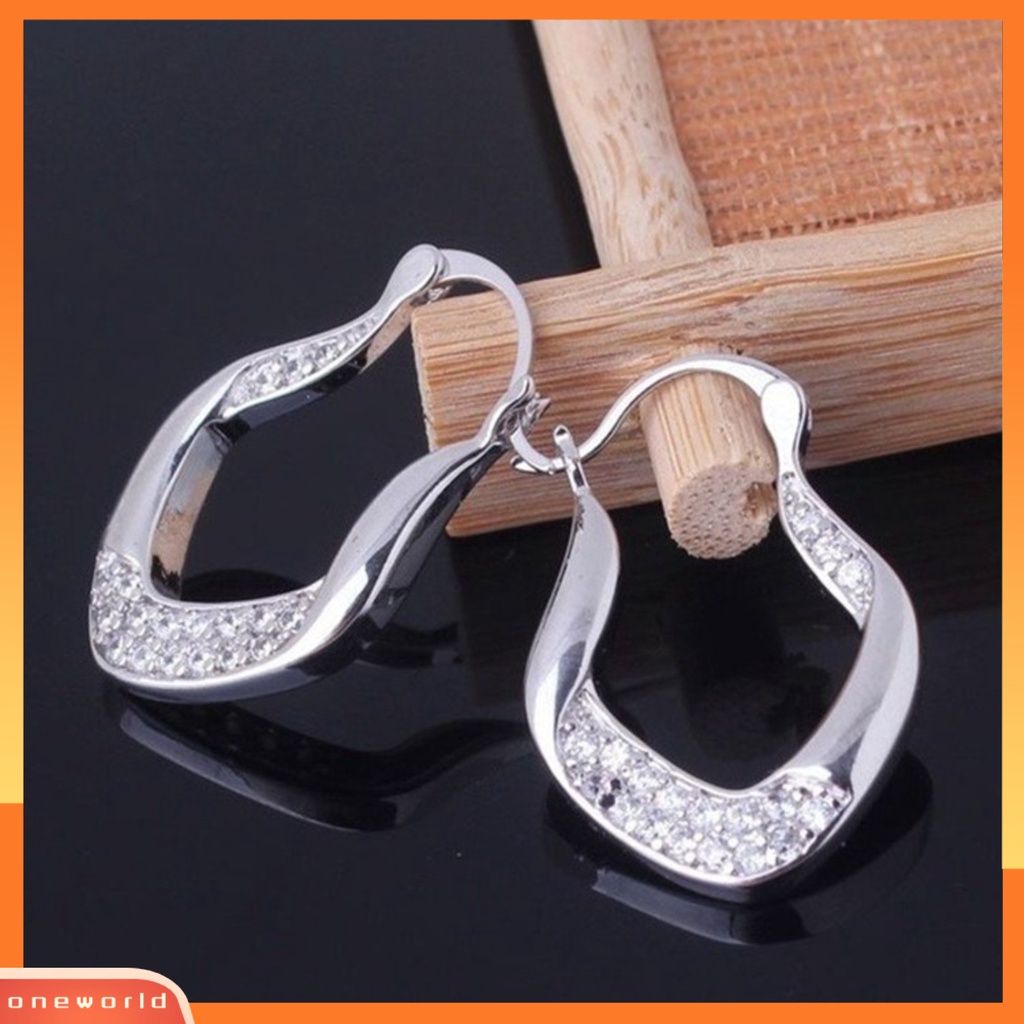 [WOD] Wanita Fashion Geometris Cubic Zirconia Menjuntai Ear Stud Earrings Perhiasan Hadiah