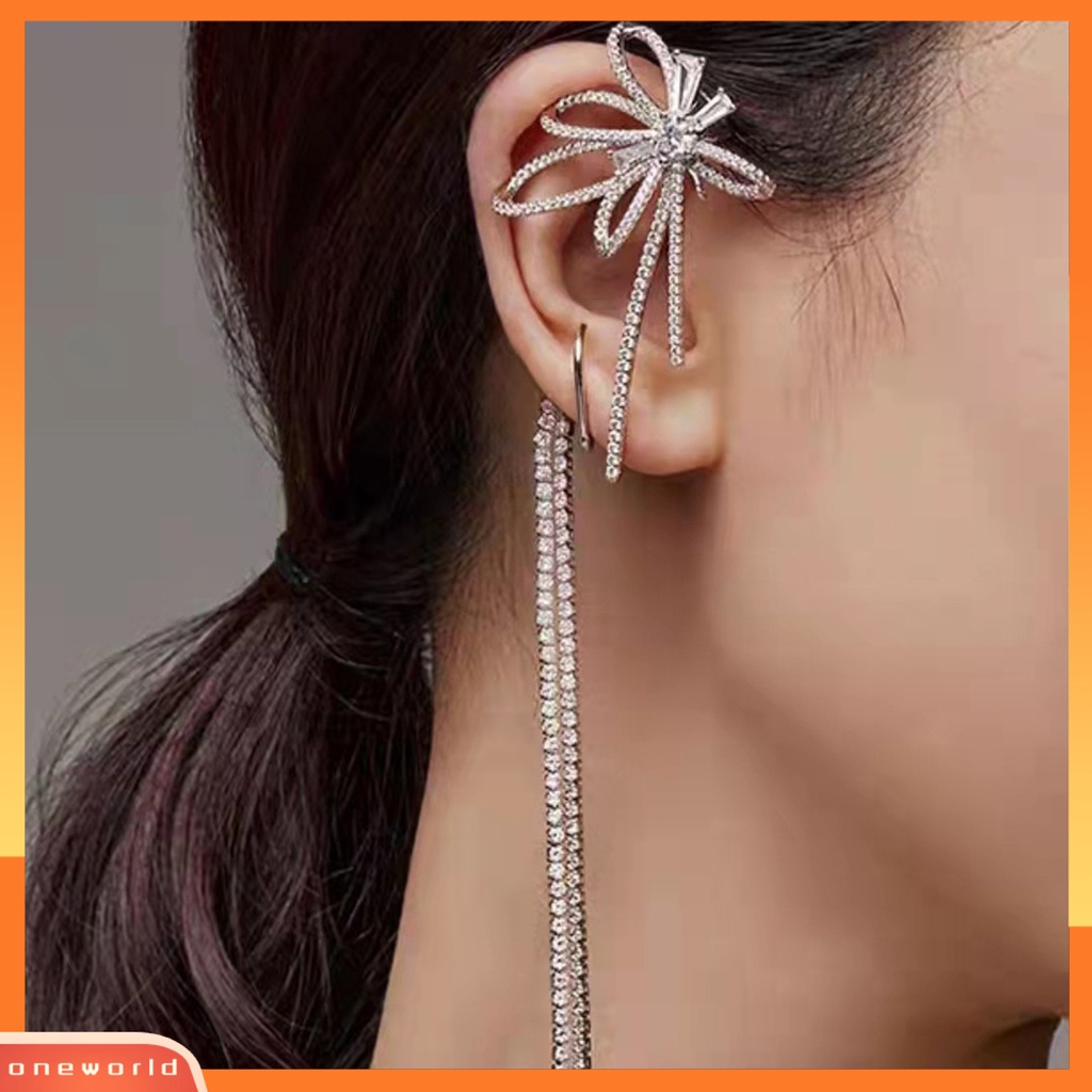 [WOD] 1pc Klip Anting Kupu-Kupu Jumbai Perhiasan Sparkling Flower Ear Cuff Hadiah Ulang Tahun