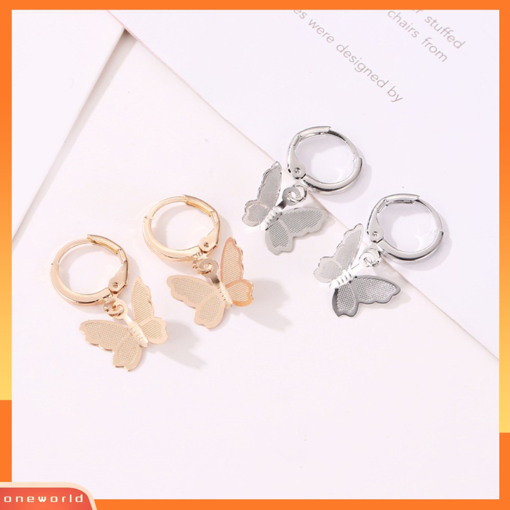 [WOD] Sweet Matte Butterfly Drop Wanita Huggie Anting Tindik Perhiasan Hadiah Ulang Tahun