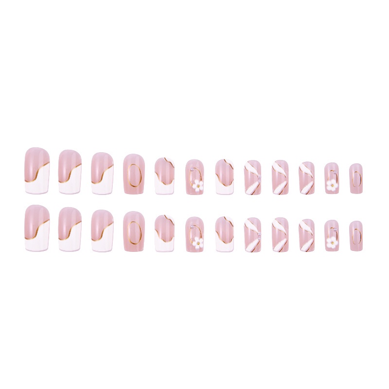 X92 24 Pcs DIY Kuku Palsu French Cool Finger Nail Art Stiker Kuku Palsu