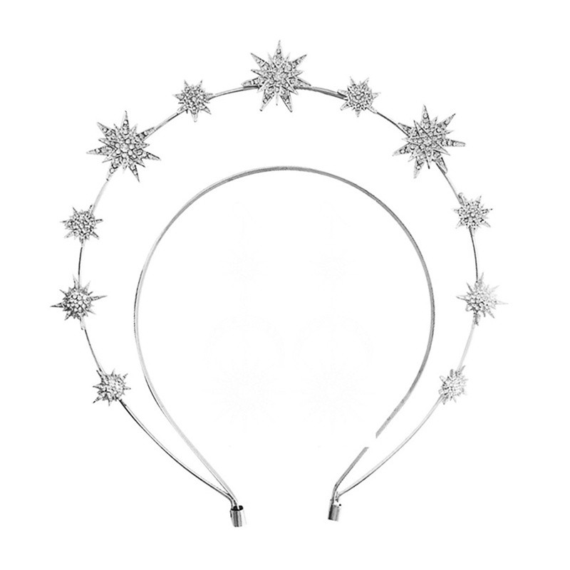 Multi-layer Bintang Logam Berlian Imitasi Aksesoris Rambut Wanita Styling Rambut Hairband Dengan Set Perhiasan Anting Bulan Matahari