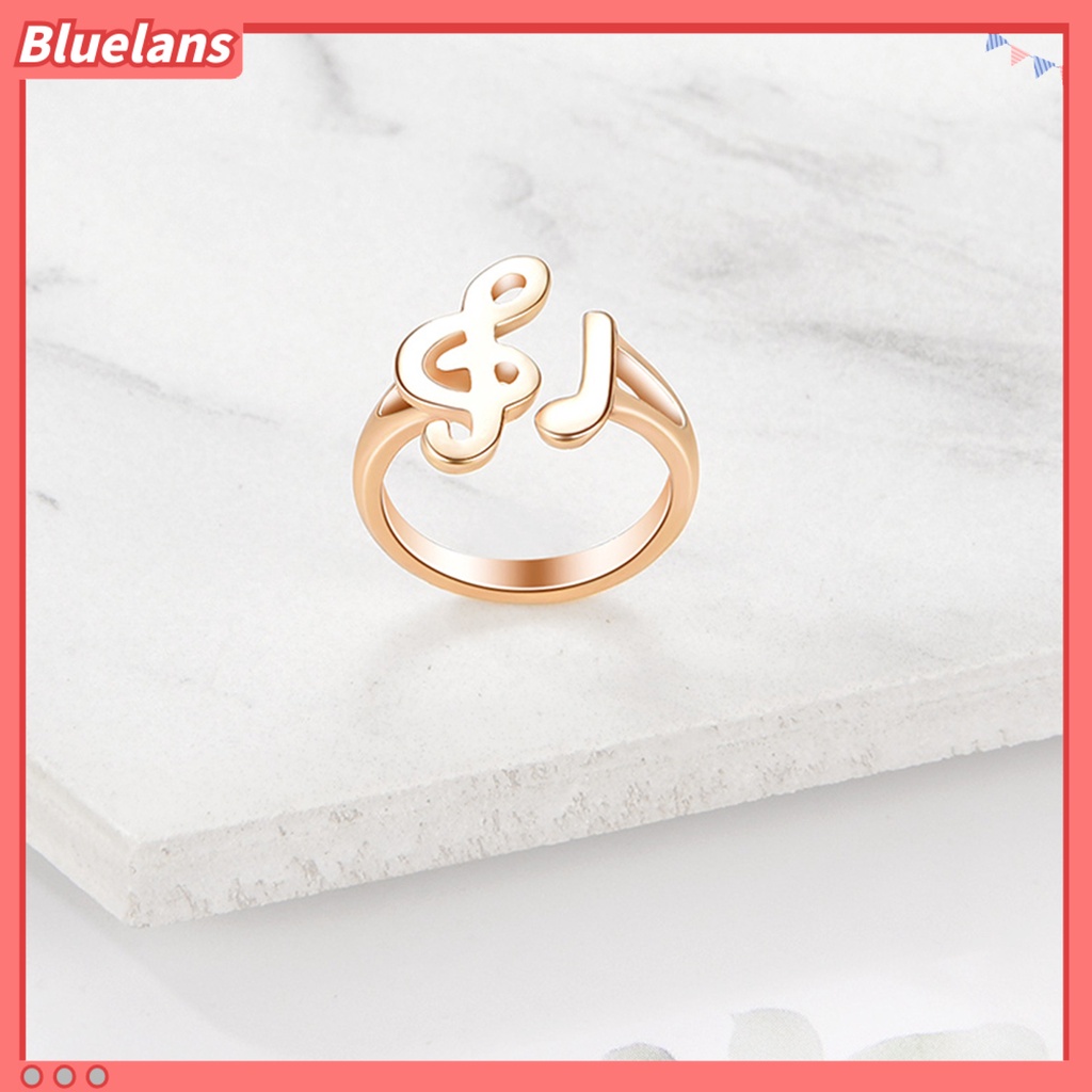 [BLS] 2pcs Cincin Terbuka Electroplating Diproses Desain Pembukaan Berlubang Tahan Tarnish Briliant Finishing Jari Perhiasan Alloy Musik Note Adjustable Cincin Pakaian Pesta