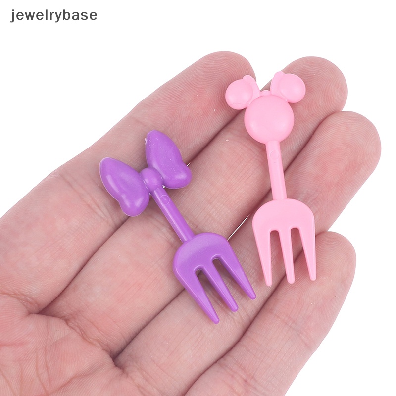 [jewelrybase] 10pc Mini Makanan Hewan Buah Picks Garpu Kotak Makan Aksesoris Dekorasi Alat Butik