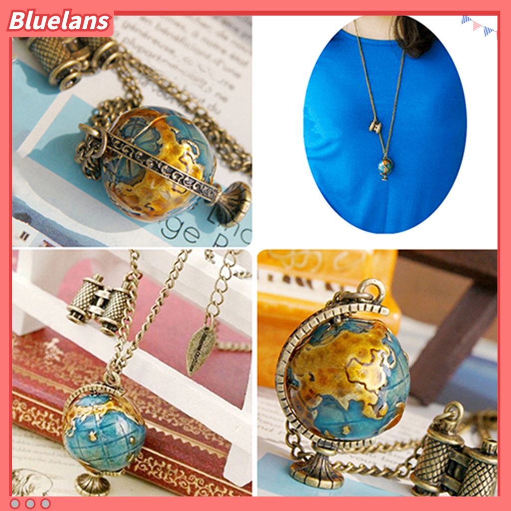 [BLS] Rantai Sweater Kalung Teropong Globe Vintage Creative Alloy Rotatable Untuk Wanita