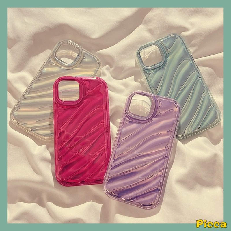 Casing Ponsel Pola Bergelombang Stereo Kreatif 3D Kompatibel Untuk IPhone 7Plus 11xr X XS Max11 12 13 14 Pro Max 6 8 6S 7 Plus SE 2020kartu Laser Mewah Simple Mempesona Soft Cover