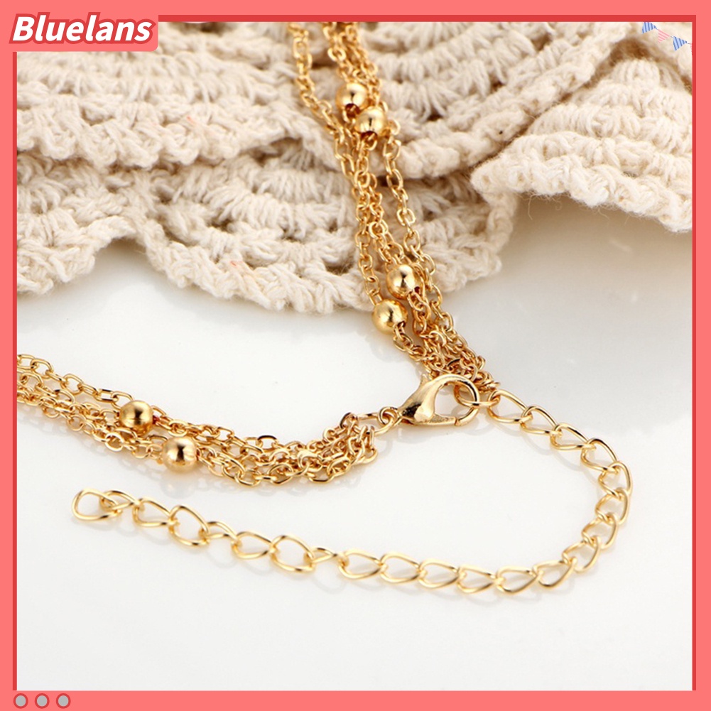 [BLS] Boho Wanita Choker Bulan Liontin Manik-Manik Multi Lapisan Kalung Fashion Perhiasan